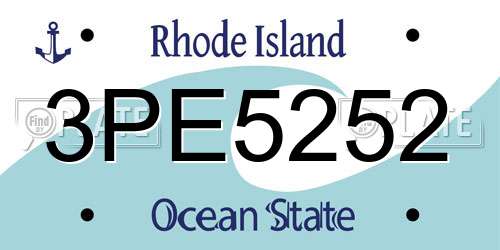3PE5252 Rhode Island License Plate