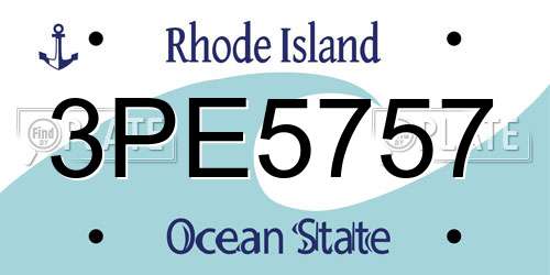 3PE5757 Rhode Island License Plate