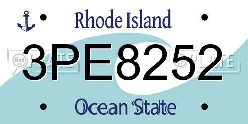 3PE8252 Rhode Island License Plate