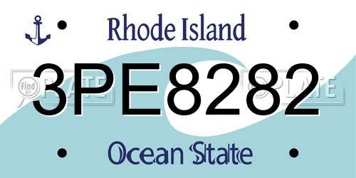 3PE8282 Rhode Island License Plate