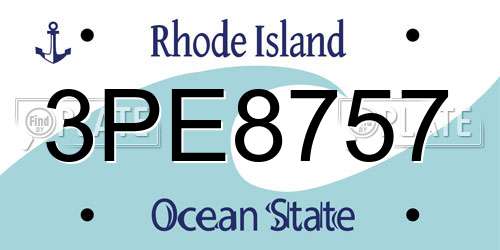 3PE8757 Rhode Island License Plate