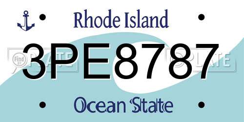 3PE8787 Rhode Island License Plate