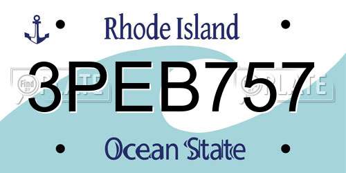 3PEB757 Rhode Island License Plate
