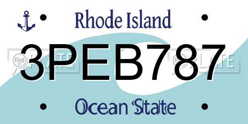 3PEB787 Rhode Island License Plate