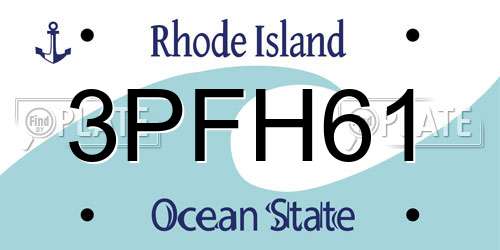 3PFH61 Rhode Island License Plate