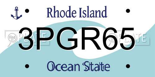 3PGR65 Rhode Island License Plate
