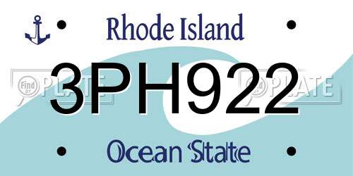 3PH922 Rhode Island License Plate