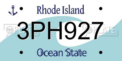 3PH927 Rhode Island License Plate