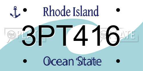 3PT416 Rhode Island License Plate