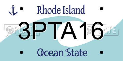 3PTA16 Rhode Island License Plate