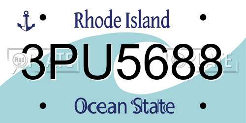 3PU5688 Rhode Island License Plate