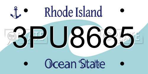 3PU8685 Rhode Island License Plate