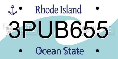 3PUB655 Rhode Island License Plate