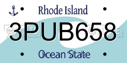3PUB658 Rhode Island License Plate