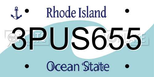 3PUS655 Rhode Island License Plate