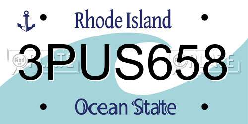 3PUS658 Rhode Island License Plate