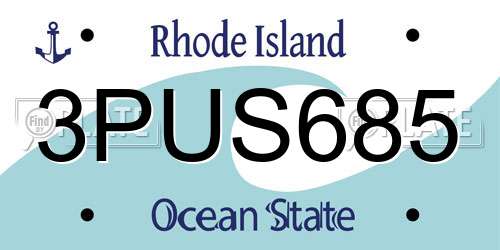 3PUS685 Rhode Island License Plate