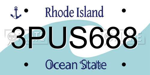 3PUS688 Rhode Island License Plate