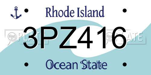 3PZ416 Rhode Island License Plate