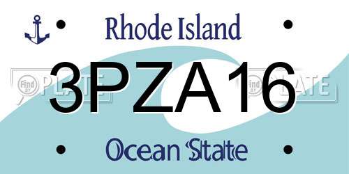 3PZA16 Rhode Island License Plate