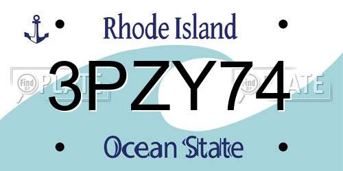3PZY74 Rhode Island License Plate