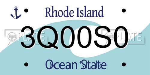 3Q00S0 Rhode Island License Plate