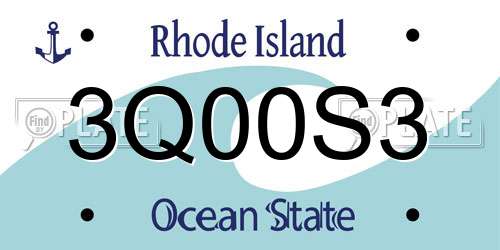 3Q00S3 Rhode Island License Plate