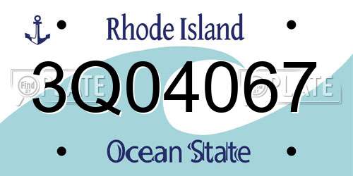 3Q04067 Rhode Island License Plate