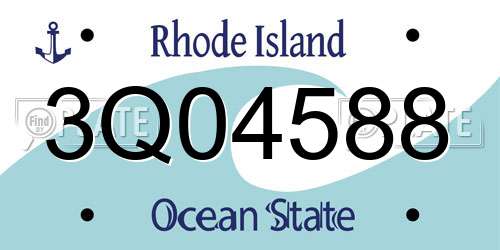 3Q04588 Rhode Island License Plate