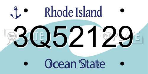 3Q52129 Rhode Island License Plate