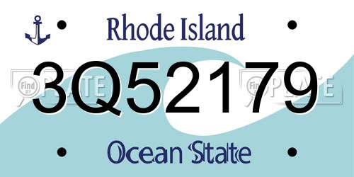 3Q52179 Rhode Island License Plate