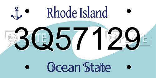 3Q57129 Rhode Island License Plate