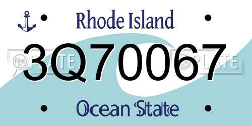 3Q70067 Rhode Island License Plate