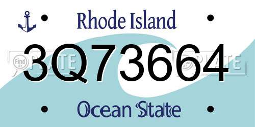 3Q73664 Rhode Island License Plate
