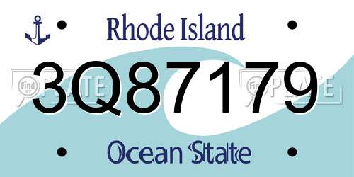 3Q87179 Rhode Island License Plate