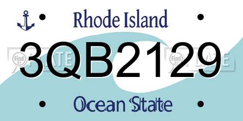 3QB2129 Rhode Island License Plate