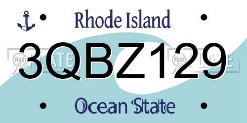 3QBZ129 Rhode Island License Plate