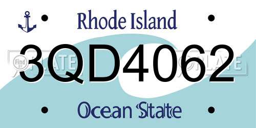 3QD4062 Rhode Island License Plate