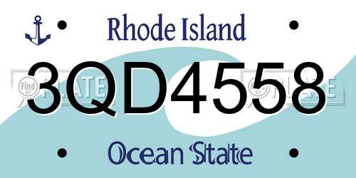 3QD4558 Rhode Island License Plate