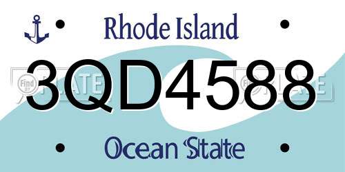 3QD4588 Rhode Island License Plate