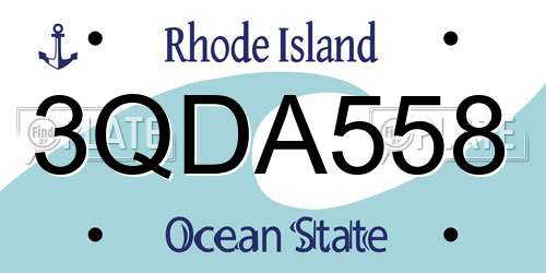 3QDA558 Rhode Island License Plate