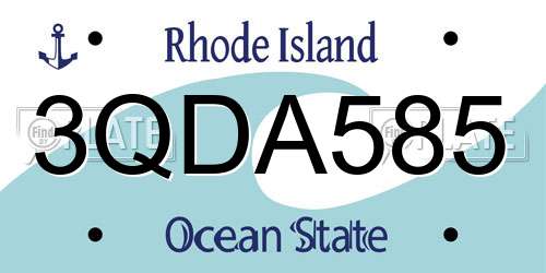 3QDA585 Rhode Island License Plate