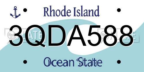 3QDA588 Rhode Island License Plate