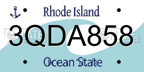 3QDA858 Rhode Island License Plate