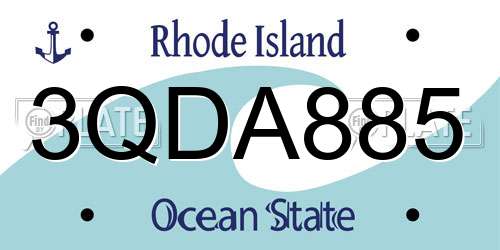 3QDA885 Rhode Island License Plate
