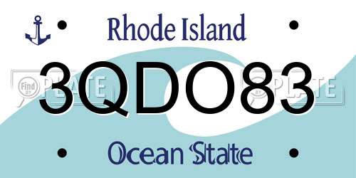 3QDO83 Rhode Island License Plate