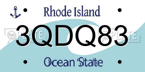 3QDQ83 Rhode Island License Plate
