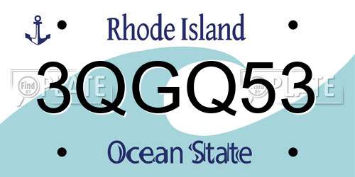 3QGQ53 Rhode Island License Plate