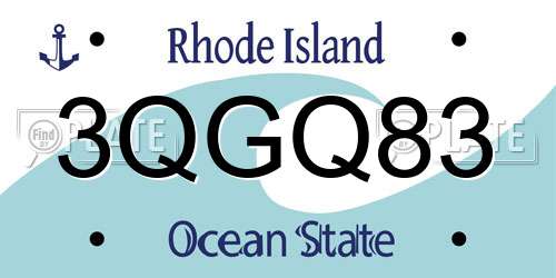 3QGQ83 Rhode Island License Plate