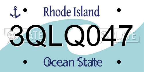 3QLQ047 Rhode Island License Plate